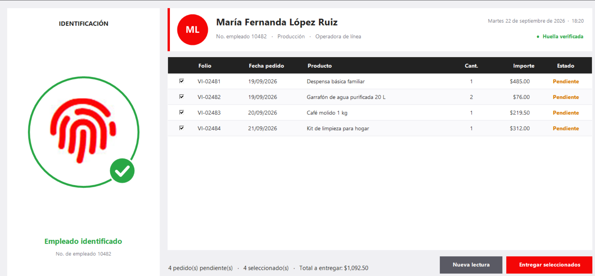 Sistema de Entrega con Biometría